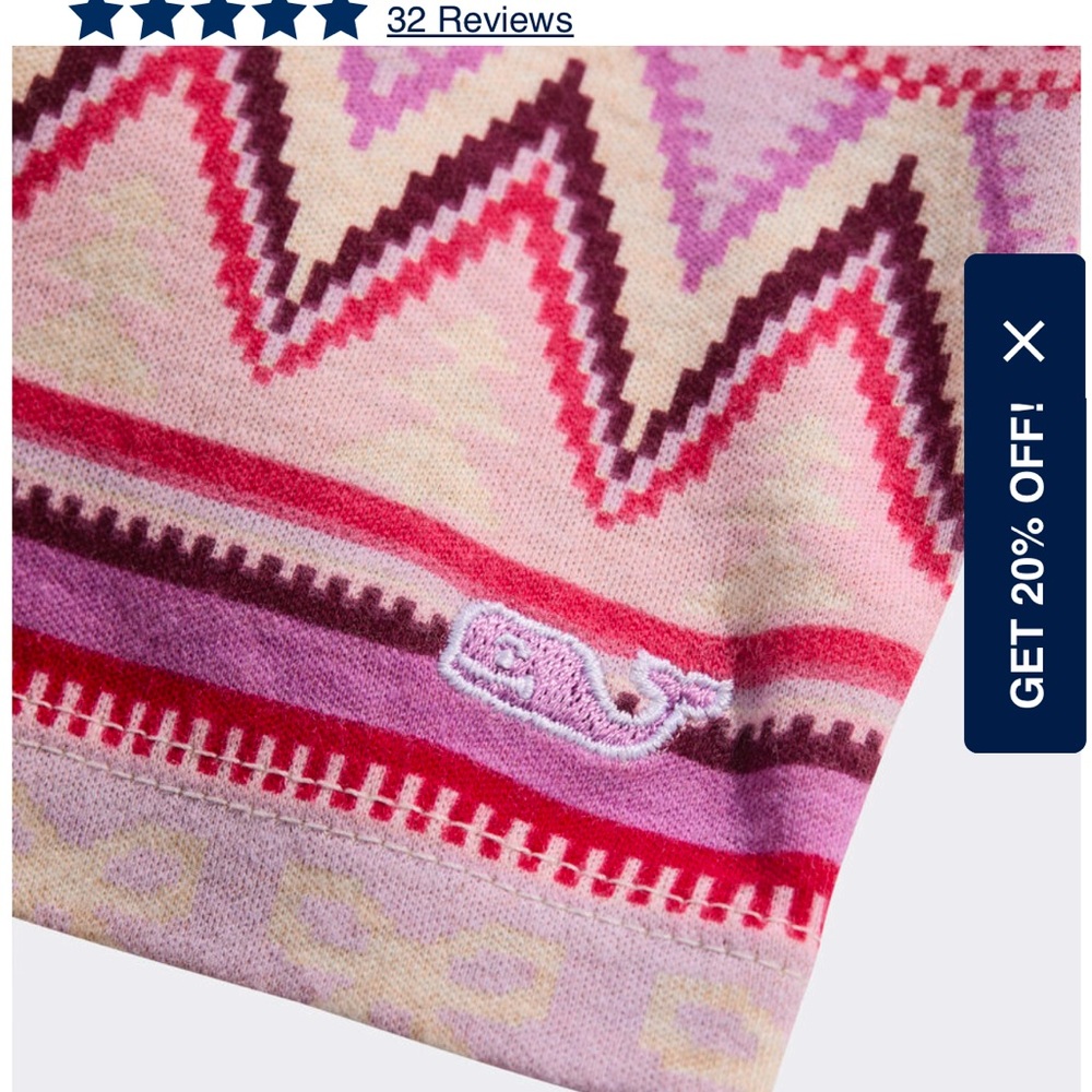 NWT Vineyard Vines Girls Pajamas in Pink and white winter design - Picture 4 of 5